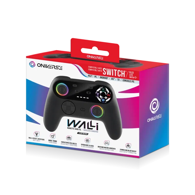 Oniverse Walli Bluetooth Wireless Controller for Switch / PS3 / PC / Mobile [Carbon Black] image 1