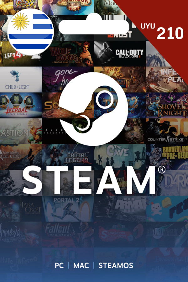 Carta Regalo Steam (UYU 210 | Solo per la valuta dell'Uruguay)Carte Regalo Steam (UYU 210)Carta Regalo Steam UYU210Carte Regalo Steam UYU 210Carte Regalo SteamSteam 210 UYUPortafoglio Steam 210 UYUCarta Regalo Steam UruguaySteam Uruguay <span class="ext" style="background-color: #2a475e; color: #FFFFFF;">STEAM</span> <span class="ext ext_digital">digital</span> image 1
