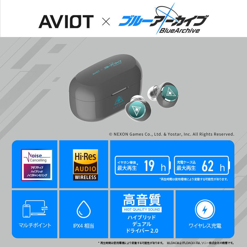 Aviot x Blue Archive Wireless Earphones 対応 Android, iOS