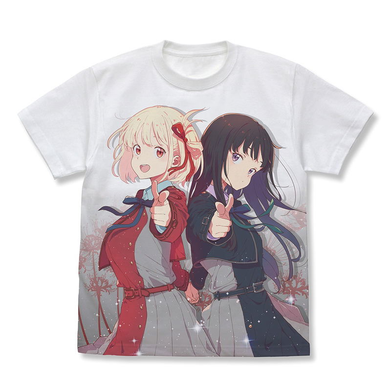 Lycoris Recoil - Chisato & Takina Full Graphic T-shirt (White | Size XL) image 1