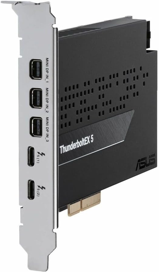 ASUS Thunderbolt EX 5 Expansion Card: Dual Thunderbolt 5 USB‑C ports, DisplayPort 2.1, PCIe 4.0 x4 Interface image 3