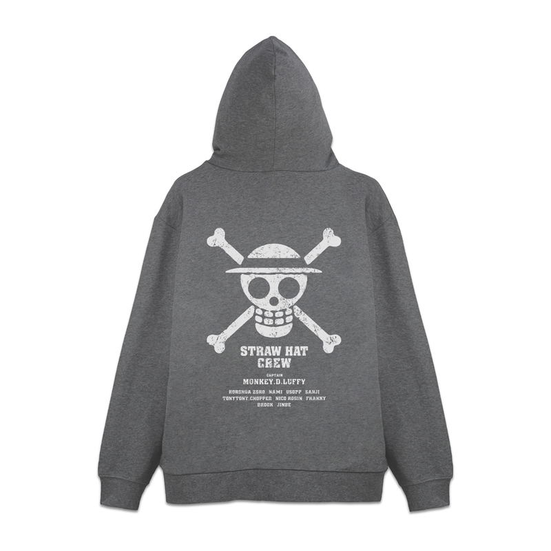 One Piece - Straw Hat Crew Zip Hoodie (Mix Gray | Size L) image 1