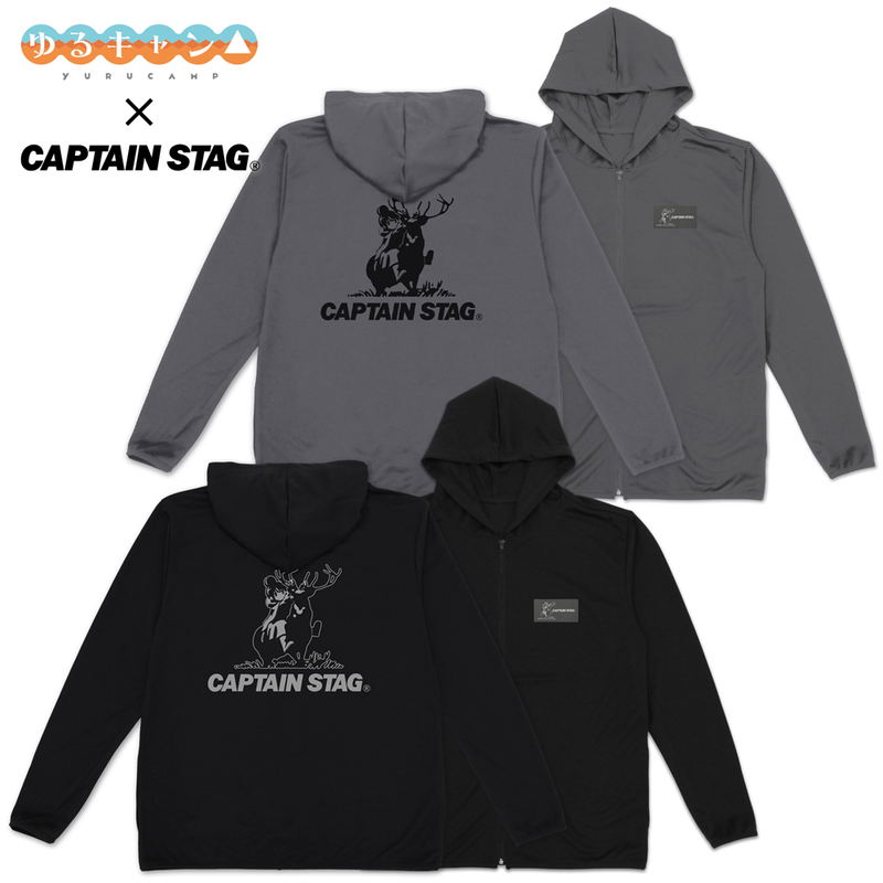 Yuru Camp x Captain Stag Thin Dry Hoodie (Black | Size M) image 3