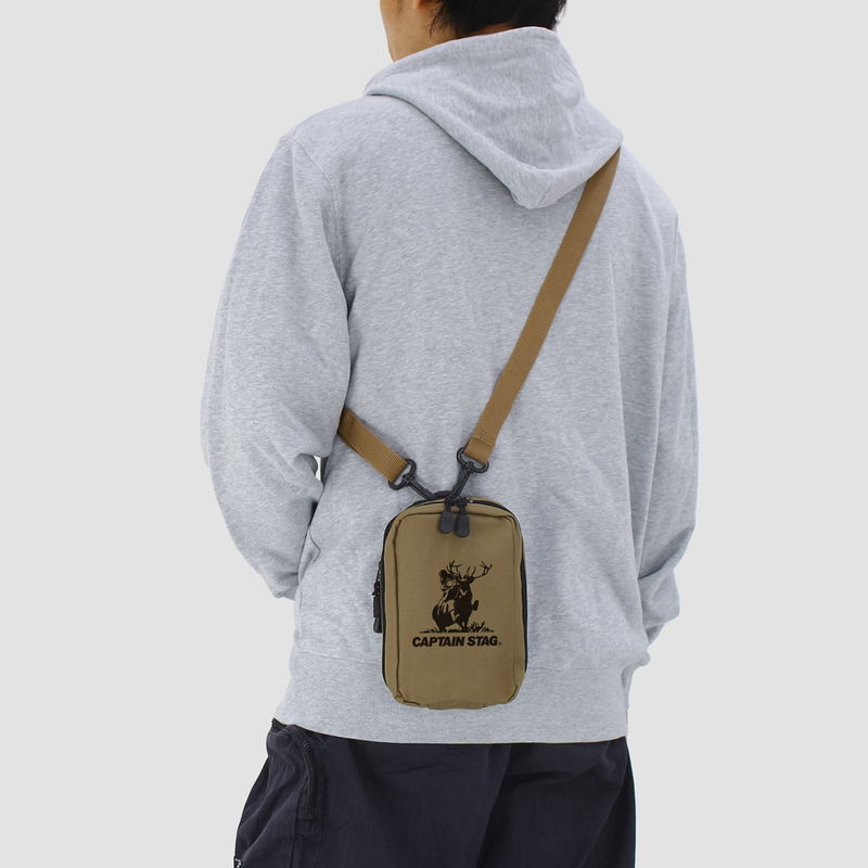 Yuru Camp x Captain Stag Mini Shoulder Pouch (Sand Khaki) image 3