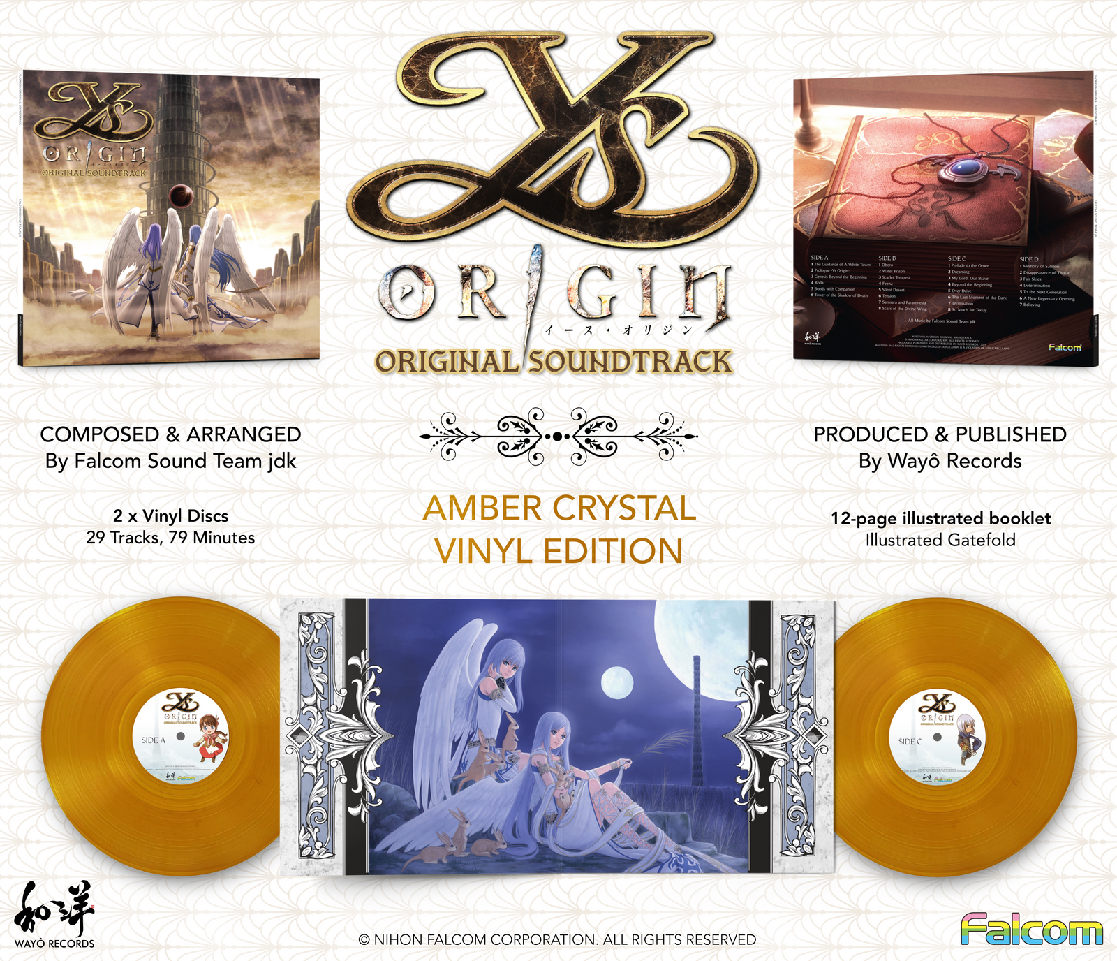 Ys Origin Original Soundtrack (Amber Crystal Vinyl) (Falcom Sound Team JDK)