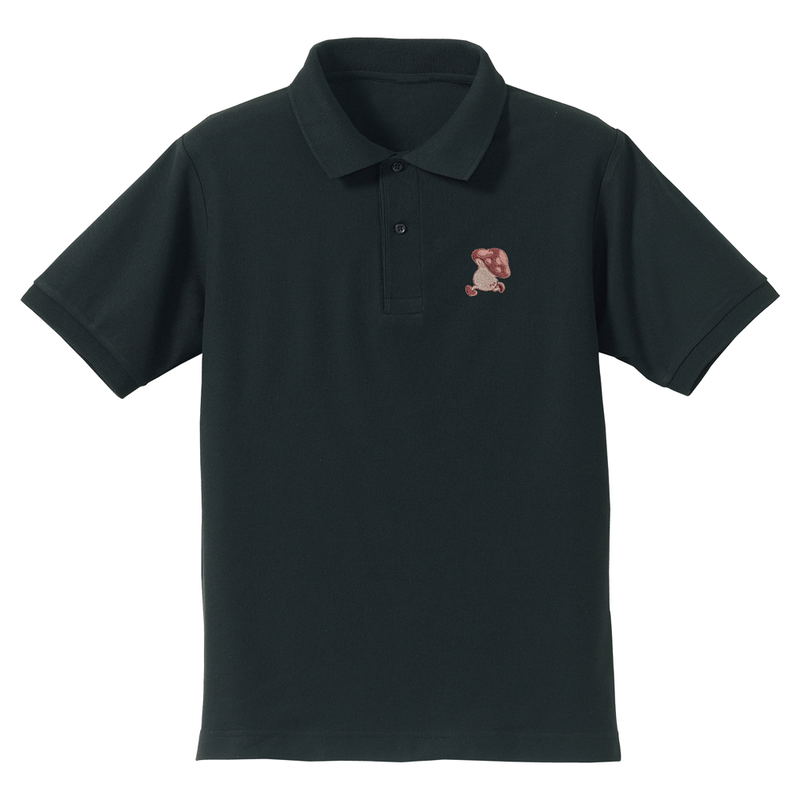 Delicious In Dungeon - Walking Mushroom One-Point Embroidered Polo Shirt (Black | Size S) image 1