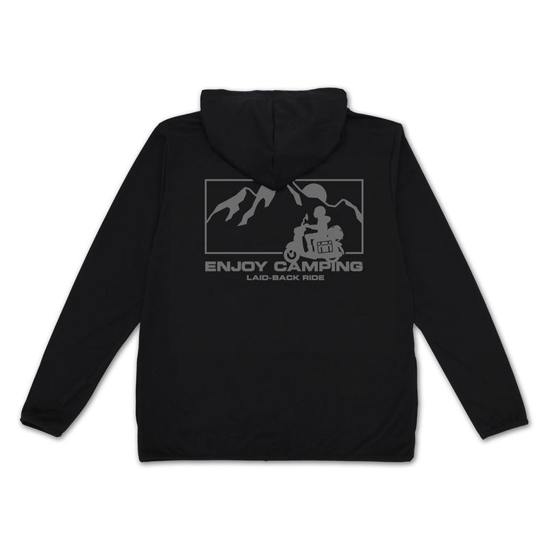 Yuru Camp Season 3 - Silhouette Bike Shima Rin Thin Dry Hoodie (Black | Size M) image 1