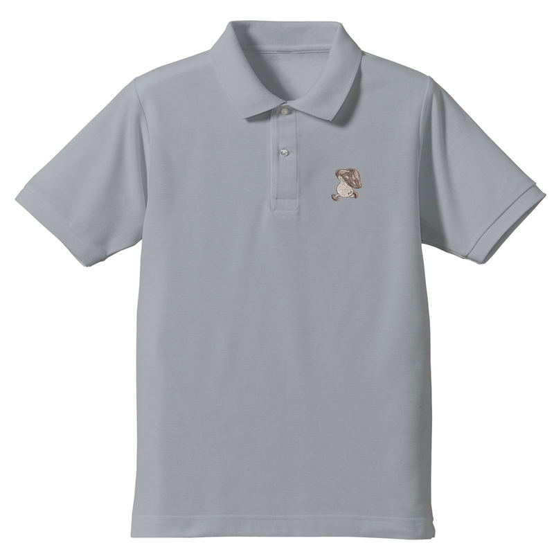 Delicious In Dungeon - Walking Mushroom One-Point Embroidered Polo Shirt (Gray | Size S) image 1