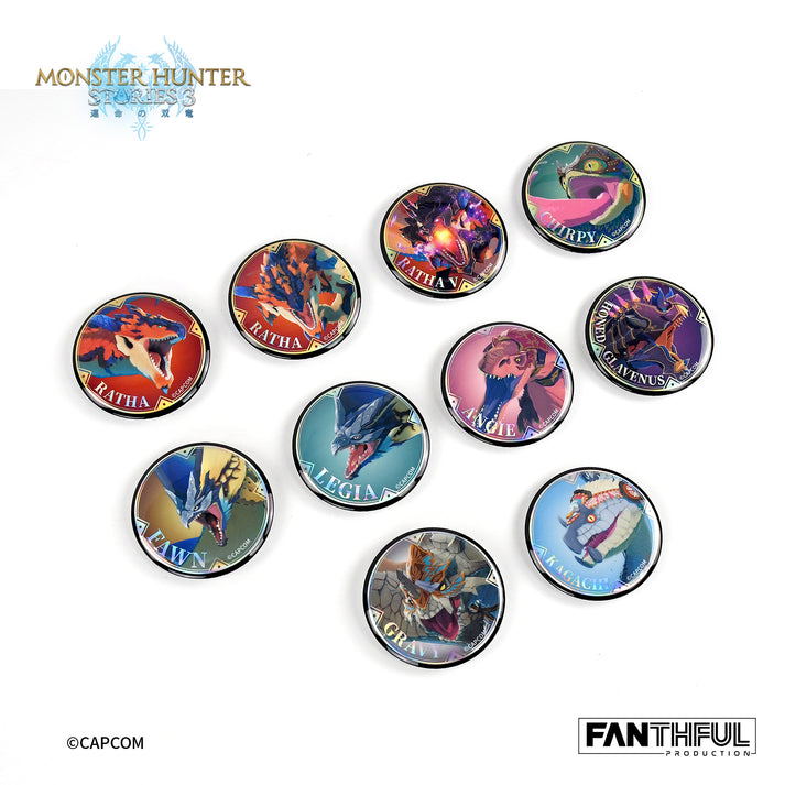 Monster Hunter Stories 3 Twisted Reflection Monsties Tin Badge (Set of 10 Pieces)