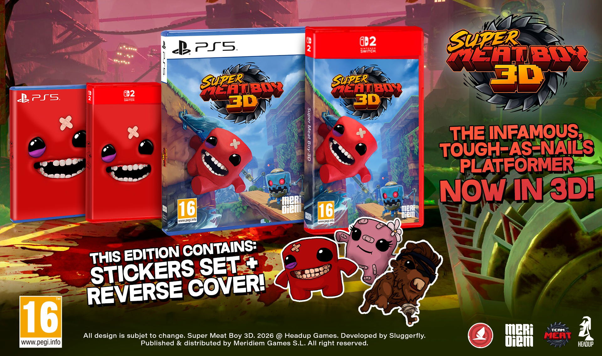 Super Meat Boy 3D Game Cart for Nintendo Switch 2