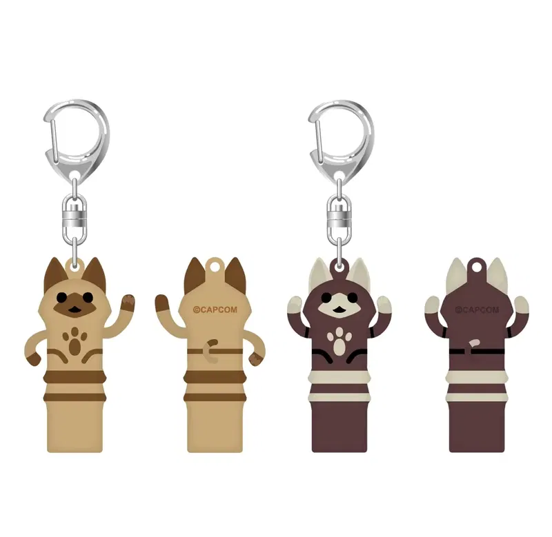 Monster Hunter Wilds Rubber Key Chain Stretched White Cat / Stretched Black Cat Set image 1