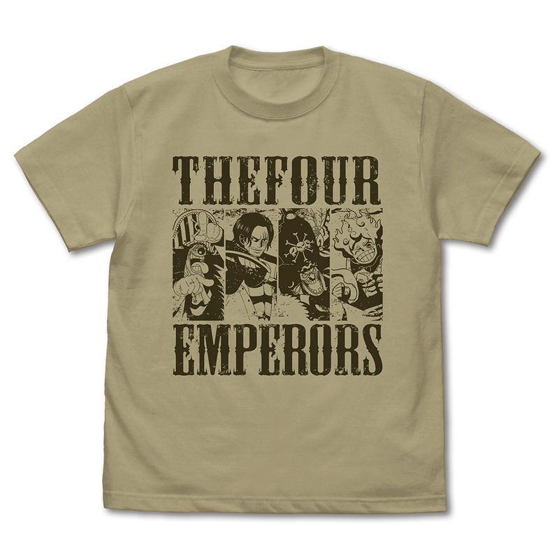 One Piece - The Four Emperors T-shirt (Sand Khaki | Size L) image 1