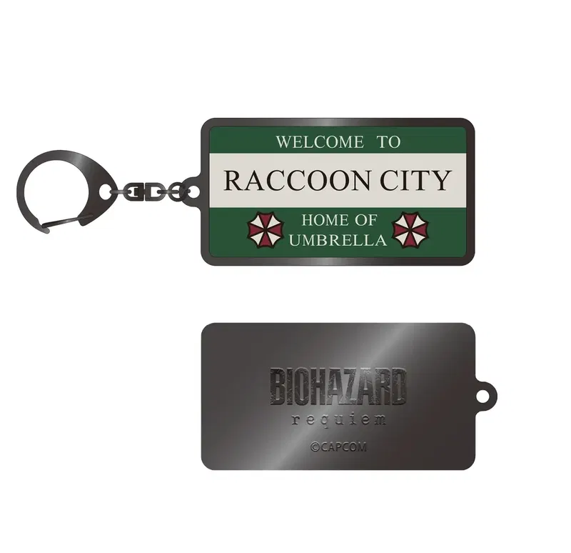 Resident Evil Requiem Metal Key Chain Raccoon City Signboard image 1