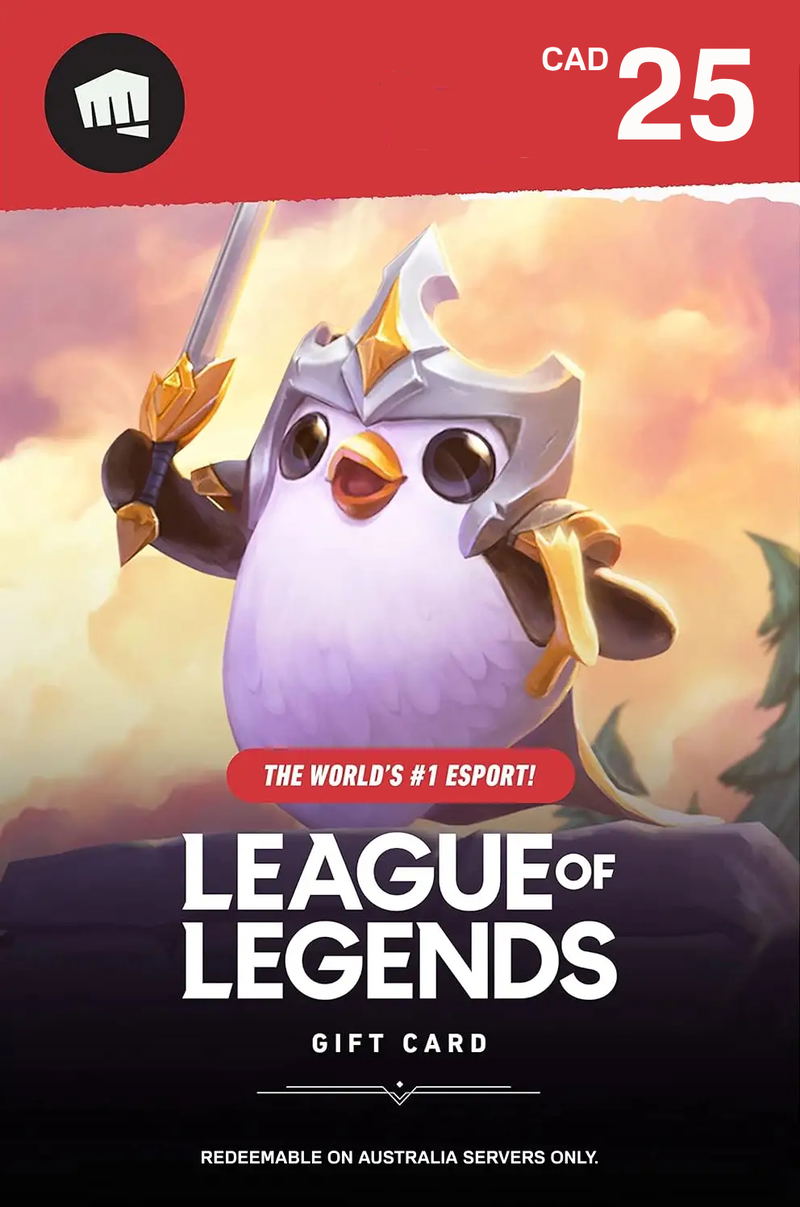 League of Legends ギフトカード 25 CAD | カナダアカウント専用
League of Legends ギフトカード 25 CAD
League of Legends ギフトカード
League of Legends カナダ
League of Legends
LOL <span class="ext ext_digital">digital</span> image 1