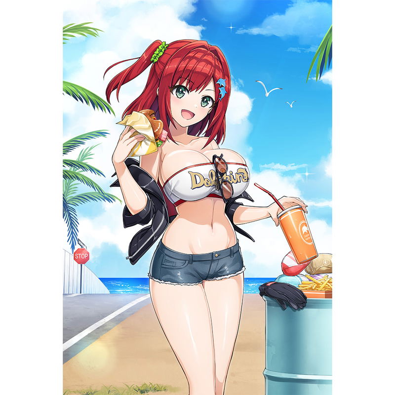Dolphin Wave Original Illustration Pillow Cover Sakimiya Iruka / Coast Riding image 2