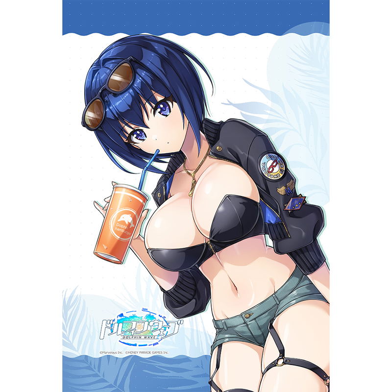 Dolphin Wave Original Illustration Pillow Cover Tojo Michiru / Coast Riding image 3