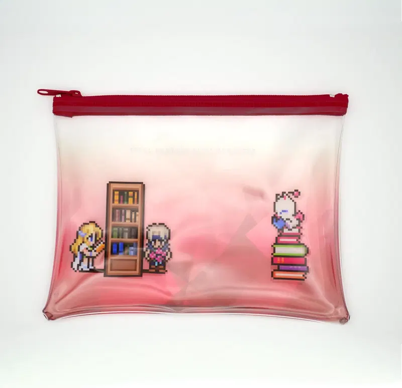 Final Fantasy Pixel Remaster Book Characters Clear Pouch Locke & Celes, Mog image 1