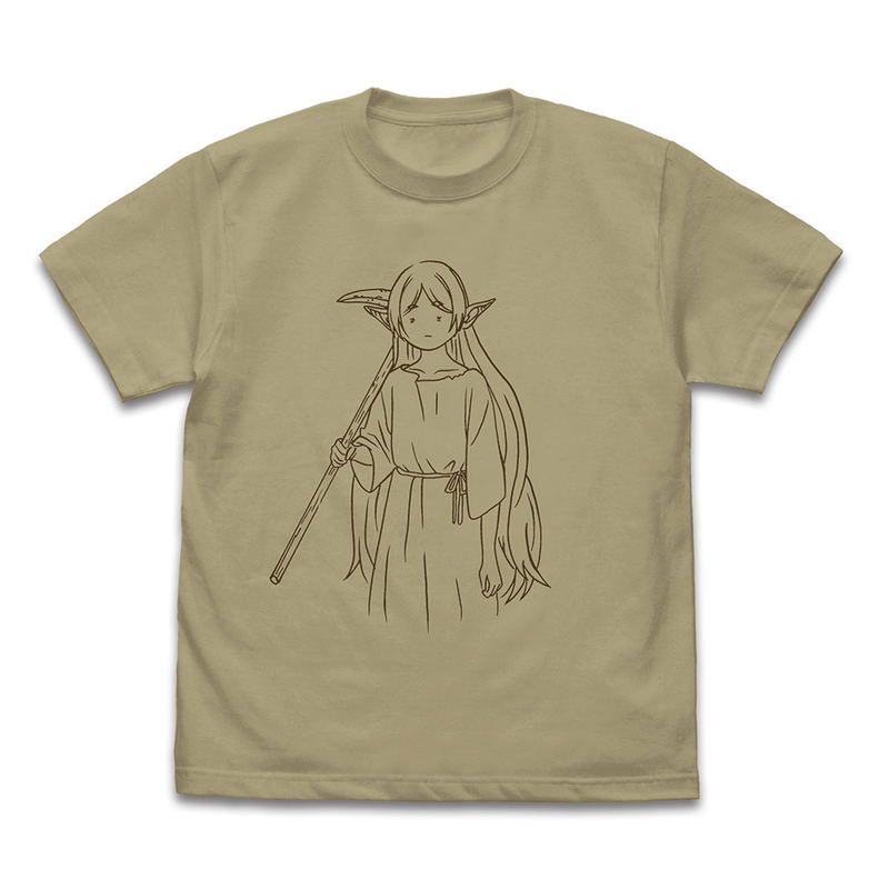 Frieren: Beyond Journey's End - Frieren Anyway, I Have To work In The Mines For 300 Years T-shirt (Sand Khaki | Size S) image 1