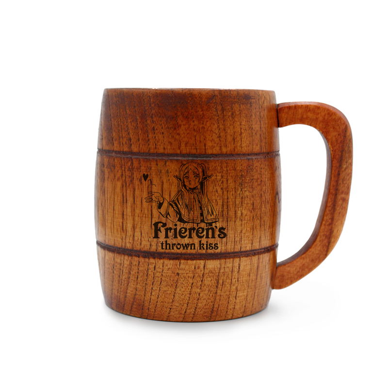 Frieren: Beyond Journey's End - Frieren's Thrown Kiss Barrel-shaped Wooden Mug image 1