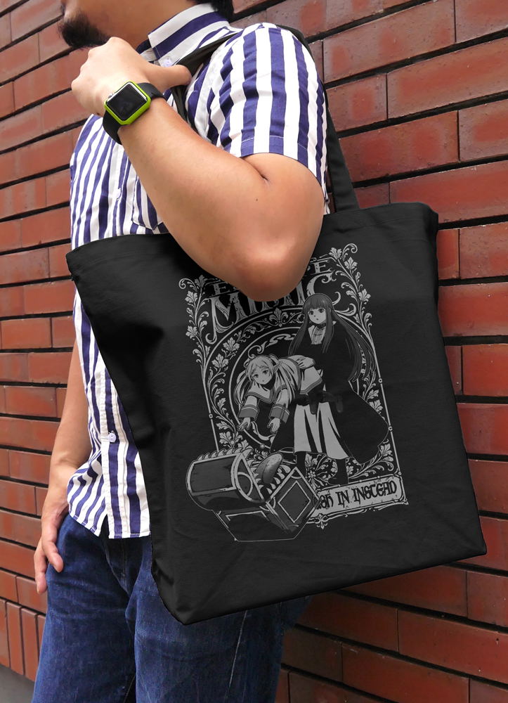 Frieren: Beyond Journey's End - Frieren & Fern Mimic Escape Large Tote Bag (Black) image 2