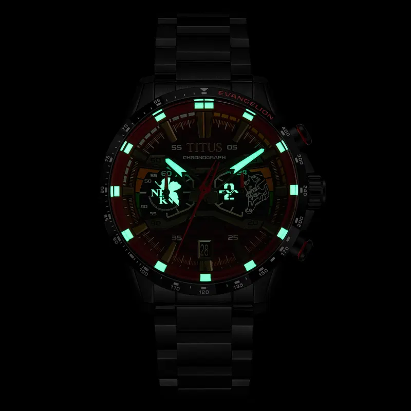 Solvil Et Titus x Evangelion [Eva-02] Limited Edition Chronograph Quartz Stainless Steel Watch W06-03427-002 image 6