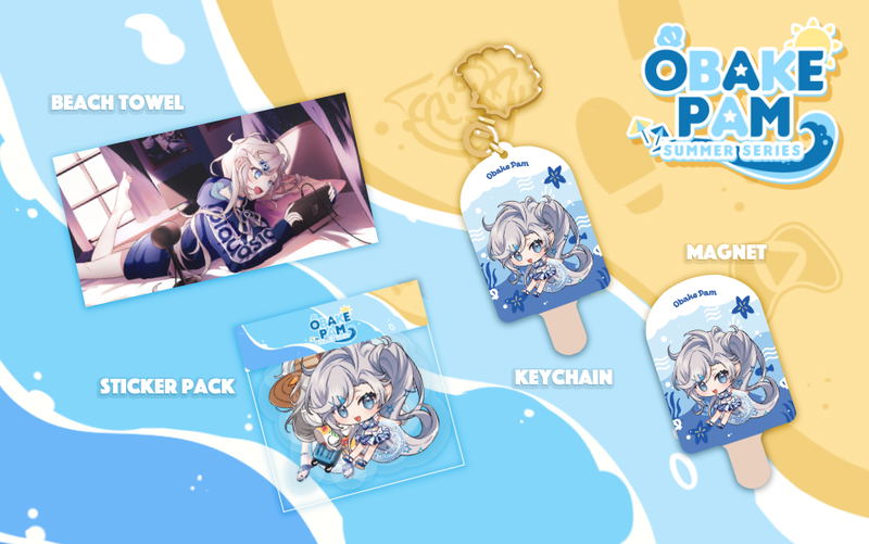 Obake Pam "Summer of Pam” Big Set (Towel, Keychain, Stickers, Magnet) image 1