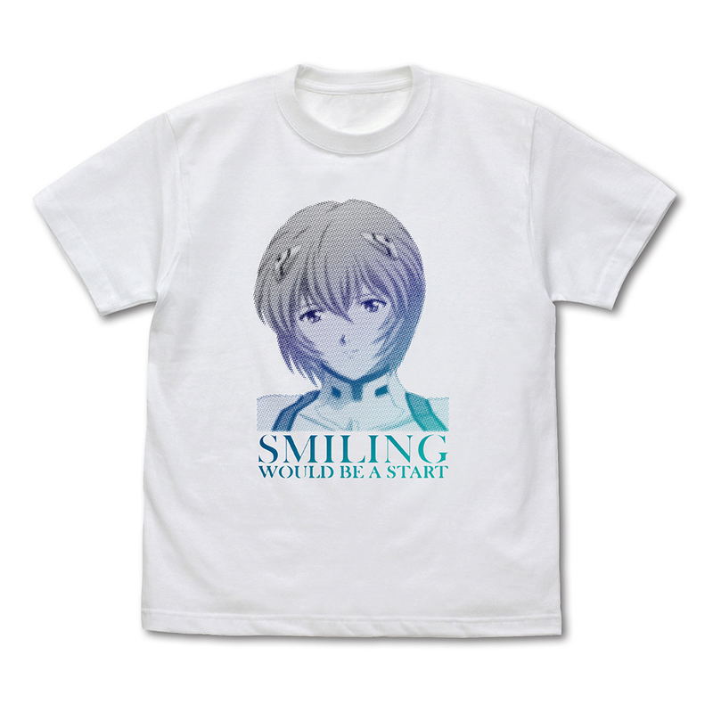 Evangelion - Smiling Would Be A Start T-shirt (White | Size S) image 1
