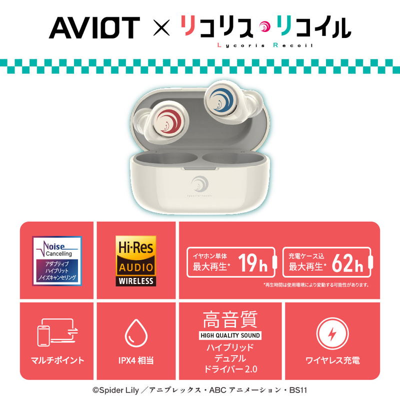 Aviot TE-V1R-LYC Wireless Earphones (Lycoris Recoil) image 3