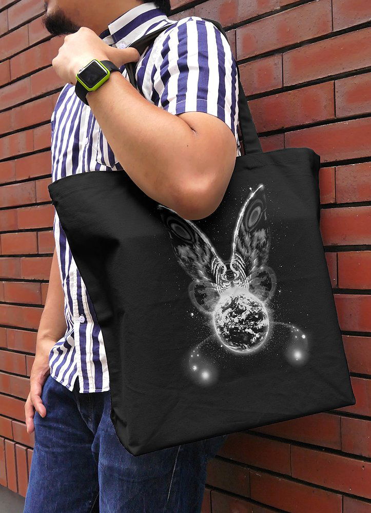 Godzilla - Mothra (1996) Large Tote Bag (Black) image 2