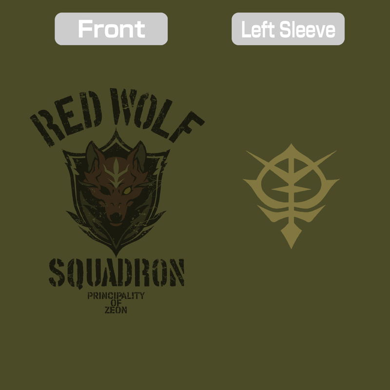 Gundam: Requiem For Vengeance - Red Wolf Squadron T-shirt (Moss | Size XL) image 2