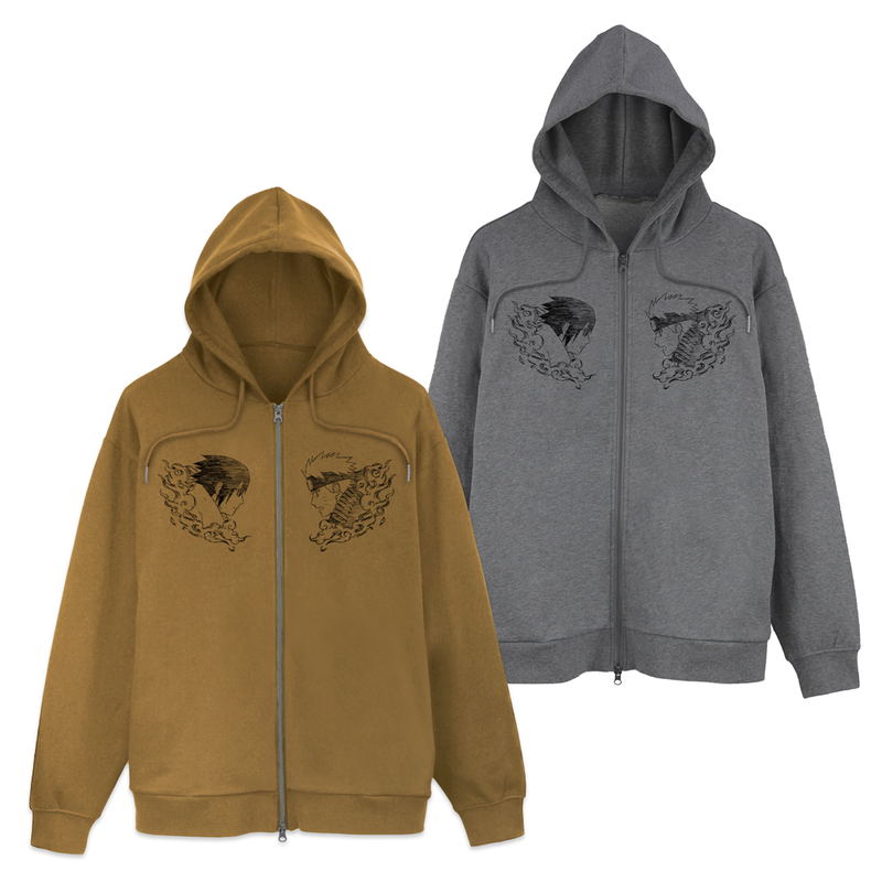 Naruto Shippuden - Naruto & Sasuke Zip Hoodie (Mix Gray | Size L) image 3