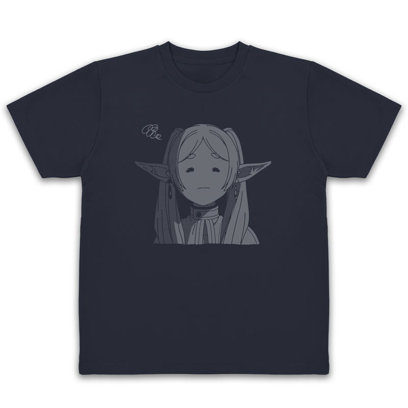 Frieren: Beyond Journey's End - Frieren Face Dry T-shirt Looking So Disgusted Ver. (Navy | Size L) image 1