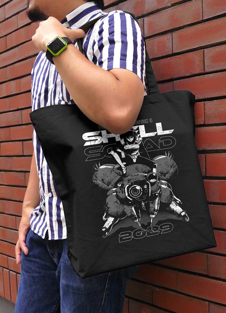 Ghost In The Shell - TGITS Motoko & Fuchikoma Large Tote Bag (Black) image 2