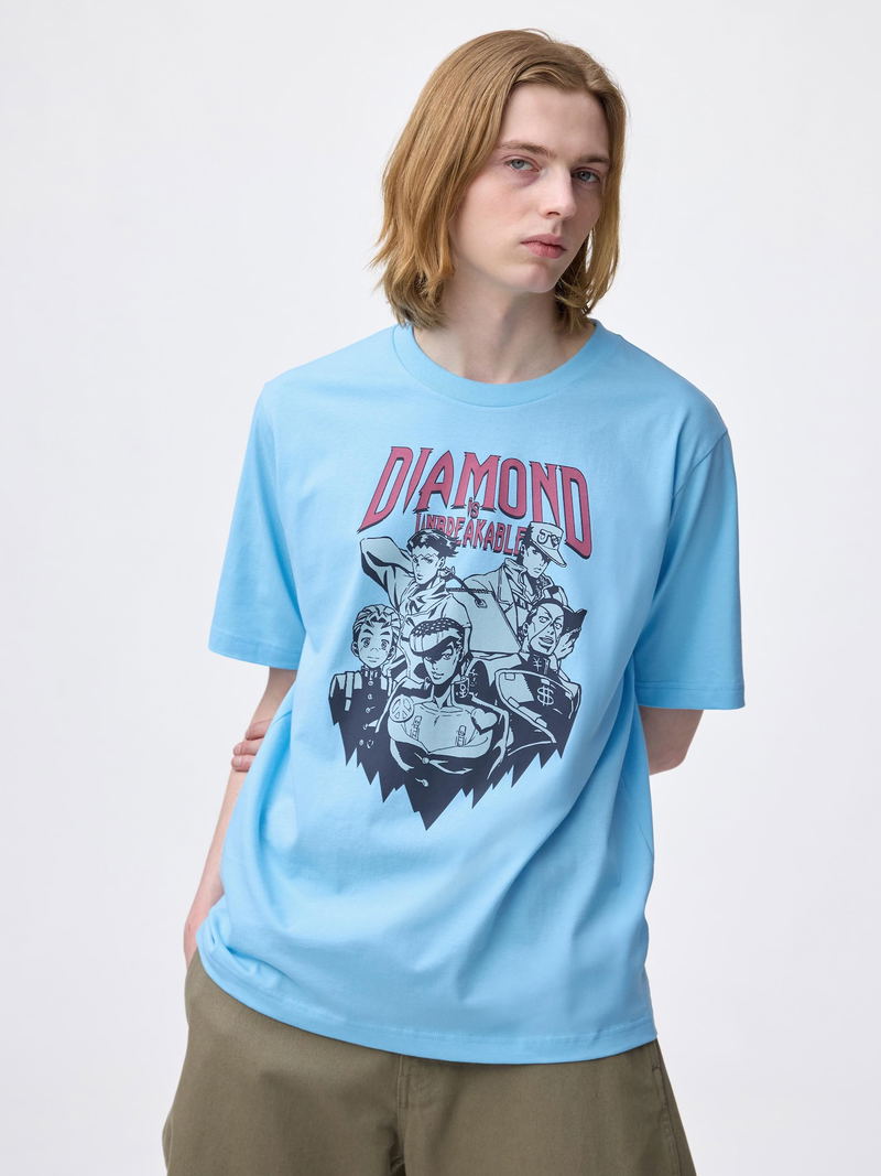 GU JoJo's Bizarre Adventure - Diamond Is Unbreakable T-shirt (Blue | Size M) image 5