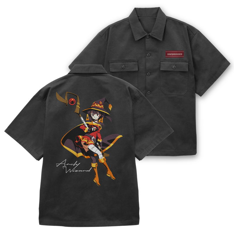 KonoSuba: God's Blessing On This Wonderful World! - Megumin Embroidered Work Shirt (Gray | Size XXL) image 1