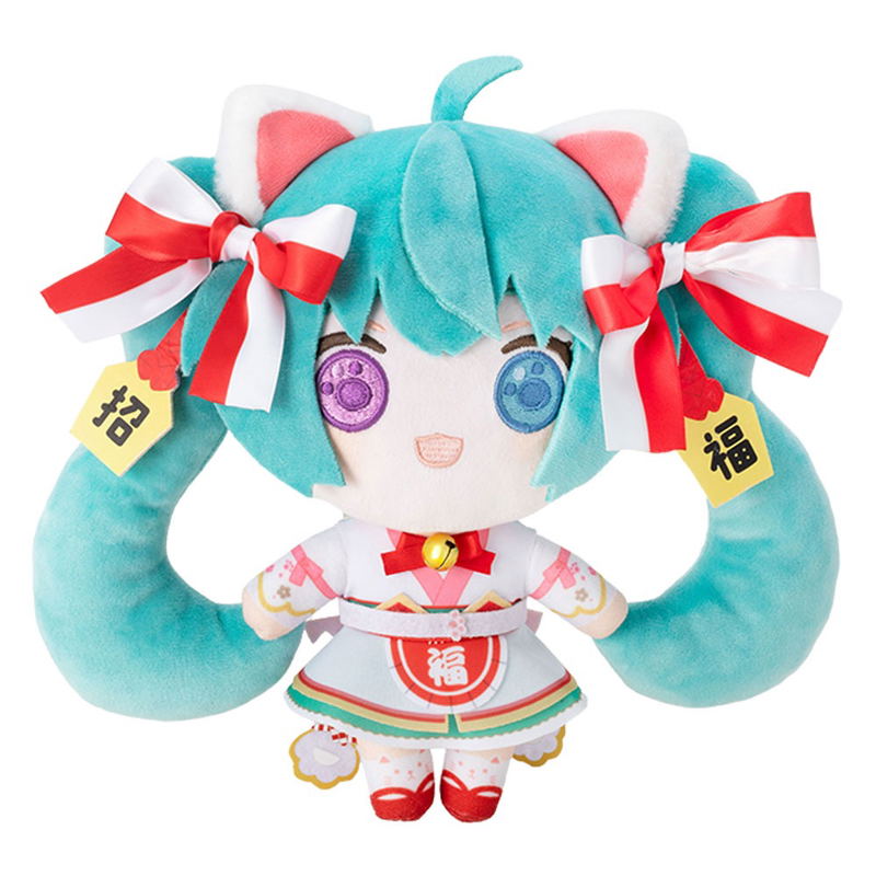 Hatsune Miku x Maneki-neko Hatsune Miku White Cat Plush Standard Art By Rassu image 1
