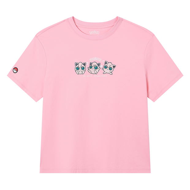 Giordano Women's Pokemon Collection Short-Sleeve Sorona Print T-shirt Jigglypuff A (Delicate Pink | Size M) image 1