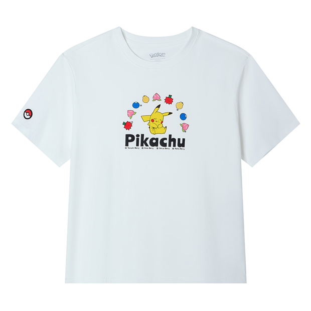 Giordano Women's Pokemon Collection Short-Sleeve Sorona Print T-shirt Pikachu B (Snow White | Size L) image 1