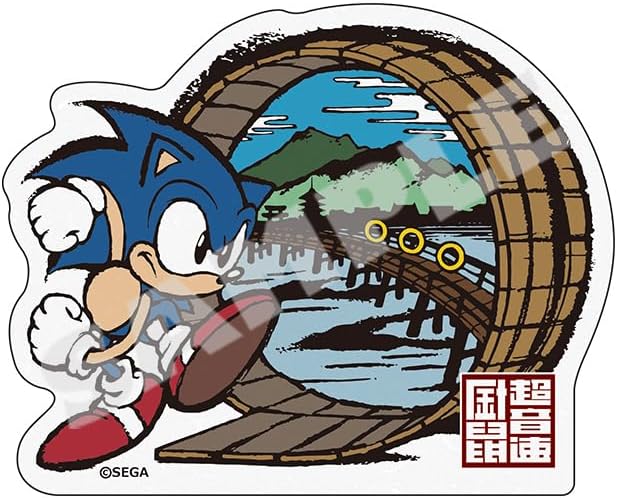 Sonic in Ukiyo-e Die-Cut Great Bridge Washi Paper Sticker image 1