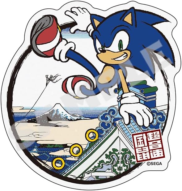 Sonic in Ukiyo-e Die-Cut Asakusa Washi Paper Sticker image 1