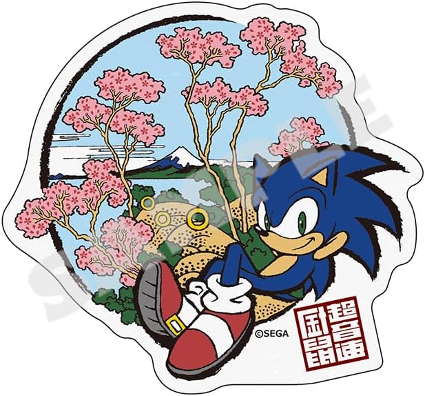 Sonic in Ukiyo-e Die-Cut ]Gotenyama At Shinagawa Washi Paper Sticker image 1