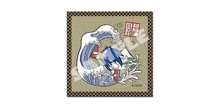 Sonic In Ukiyo-e Great Wave Tatami Coaster image 1