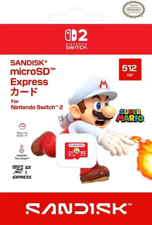 SanDisk 512GB microSD Express for Nintendo Switch 2 (Super Mario)