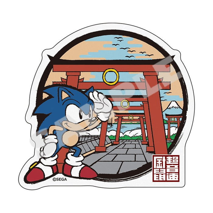 Sonic in Ukiyo-e Die-Cut Haneda Torii Washi Paper Sticker image 1
