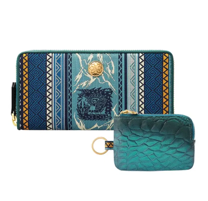 Monster Hunter Nishijin-ori Long Wallet with Genuine Leather Mini Wallet Zinogre image 1