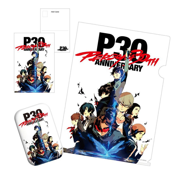 Persona 30th Anniversary Key Visual Clear File Folder, Postcard & Metal Button Badge Set image 1
