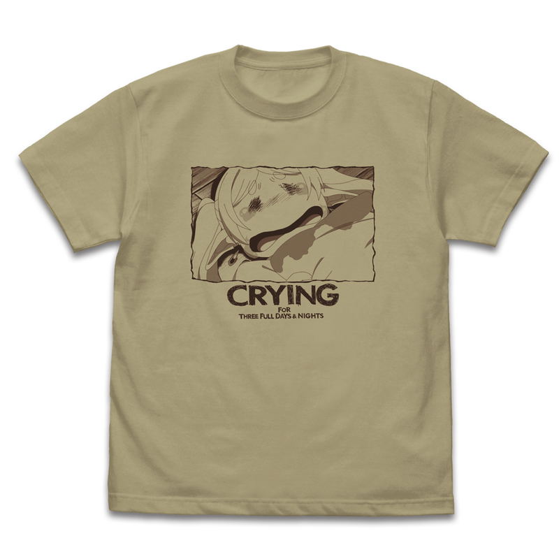 Frieren: Beyond Journey's End - Frieren Crying Face T-shirt (Sand Khaki | Size M) image 1