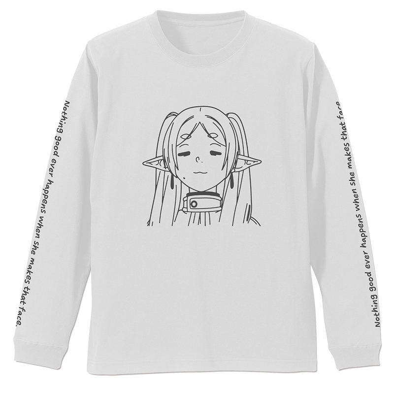 Frieren: Beyond Journey's End - Frieren Face Ribbed Long Sleeve T-shirt (White | Size M) image 1