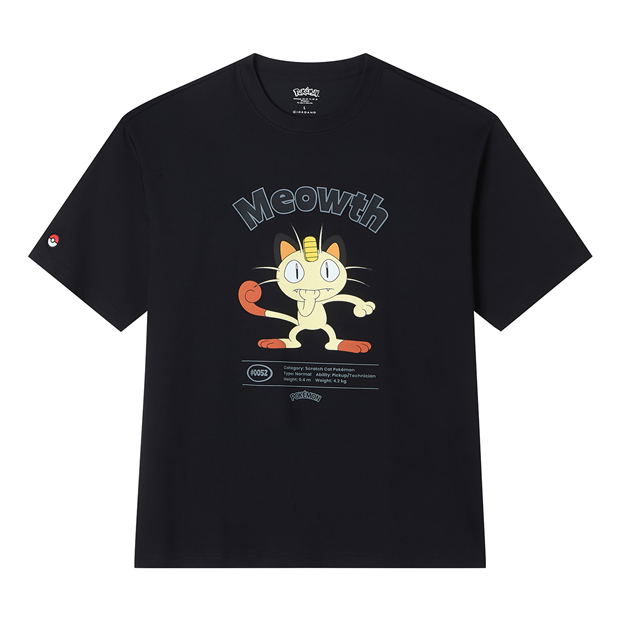 Giordano Men's Pokemon Collection Short-Sleeve Sorona Print T-shirt Meowth (Signature Black | Size S) image 1