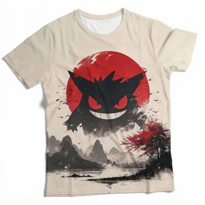 Solike x Pokemon Ink Wash Red Sun Gengar T-shirt (Size XL) image 1